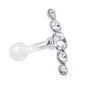 White Acrylic 925 Silver Clear Gem Left Cartilage Earring