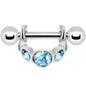 Silver 925 Aqua Gem Loop Mini Cartilage Shield Earring