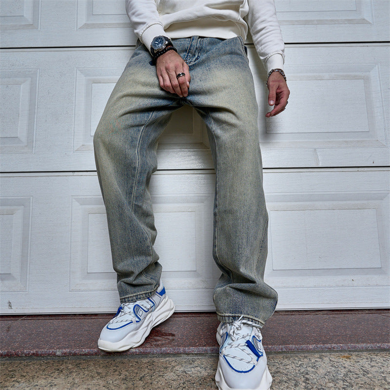 Loose-fitting Versatile Casual Blue Straight-leg Jeans