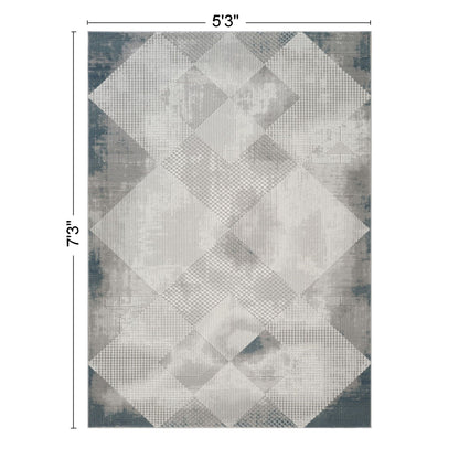 Geometrix - 5'3" X 7'3" Area Rug With Geometric, 3D Effect - Gray / Ivory