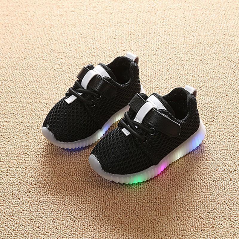 Kids’ LED Shoes - STEVVEX Light-Up Style, Sizes 21-30