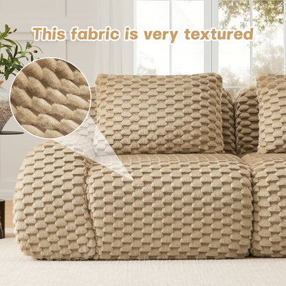 Sectional Sofa L-Shape Modular Flannelette Light Camel 2 Seat 82 In
