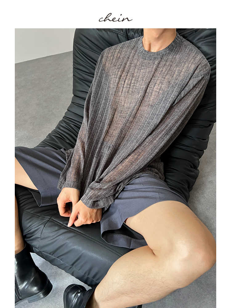 Korean Version Of Simple Hollow Pit Long Sleeve Knitted Top
