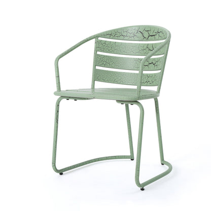 Outdoor Bistro Set Iron Green 3 Piece Oval Table 2 Chairs Matte Finish