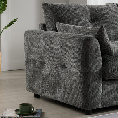 Sectional Sofa U-Shape Chenille Gray 6 Seat USB Console 136 In