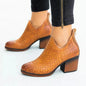 Chunky High Heel Martin Boots With Pointed Toe