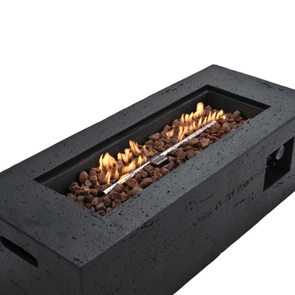 Rectangular Propane Fire Pit 40000 BTU 41.9" Black Gray MGO