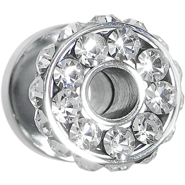 4G Clear Gem Stainless Steel Double Bling Screw Fit Tunnel Plug