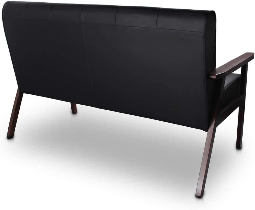 Mid-Century Modern Faux Leather Loveseat Sofa 2-Seat