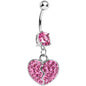 Pink Gem Broken Heart Dangle Belly Ring