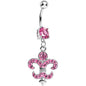 Pink Gem Fleur de Lis Belly Ring