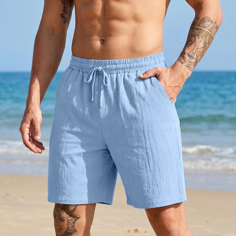 Mens Casual Loose Linen Beach Shorts
