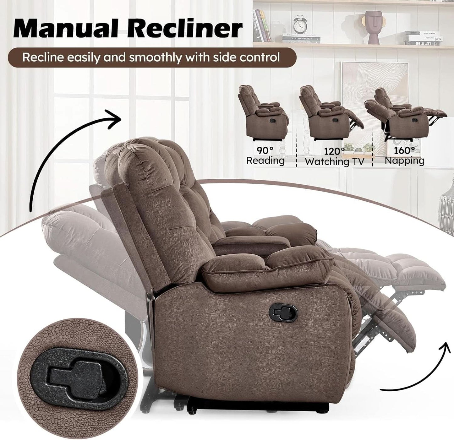Brown 2 Piece Power Recliner Set With Massage And Heat