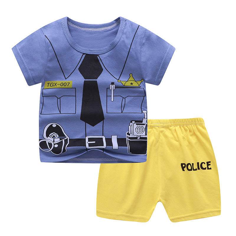 New Children's Short Sleeved Suit Baby  Cotton Short Sleeved