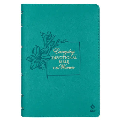 NLT Holy Bible Everyday Devotional Bible for Women New Living Translation Vegan Leather, Teal Debossed - Leather