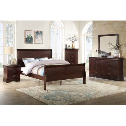Contemporary Louis Philip Cherry Chest With Five Drawers Solid Wood Ample Storage - Cherry