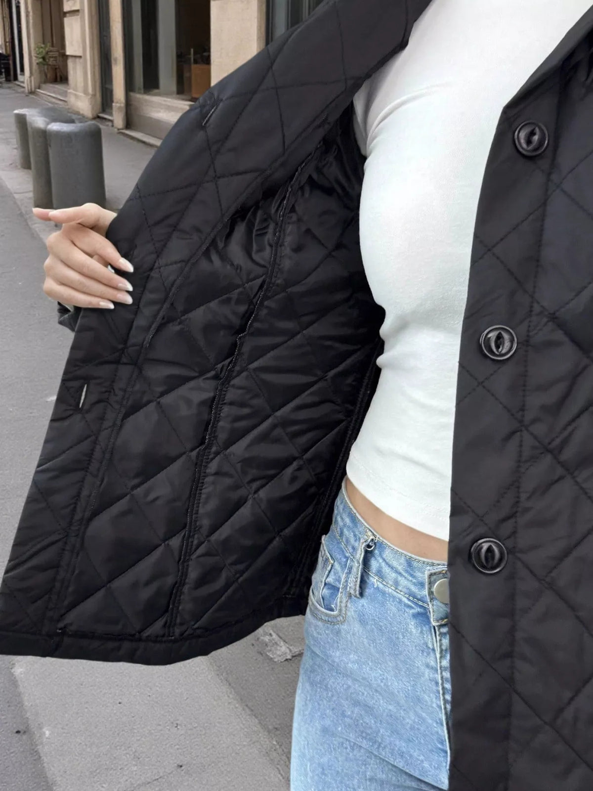 Quilted Button Up Outerwear