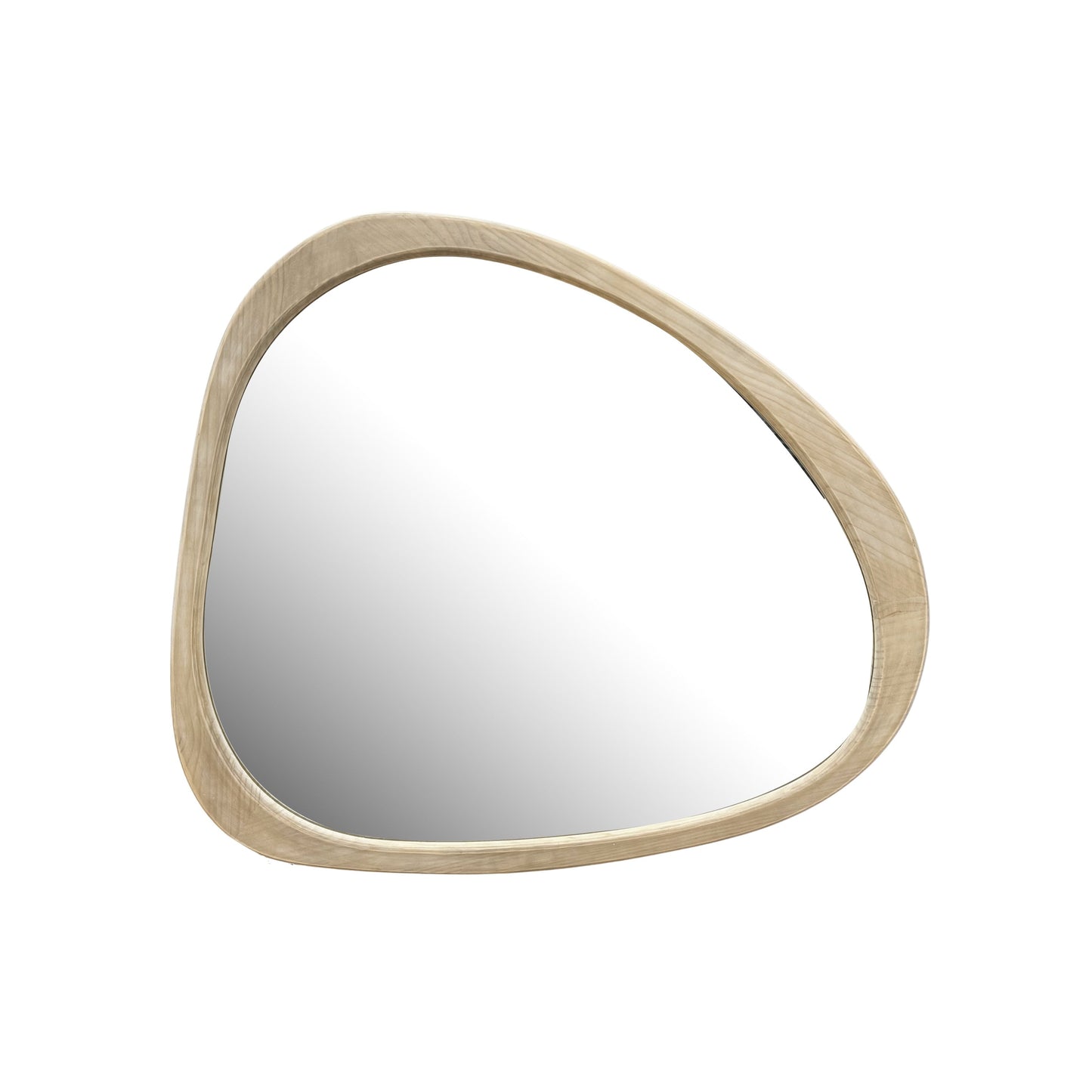 Wall Mirror Asymmetrical Solid Pine Wood Natural Mid-Century 44.9x38.9 In
