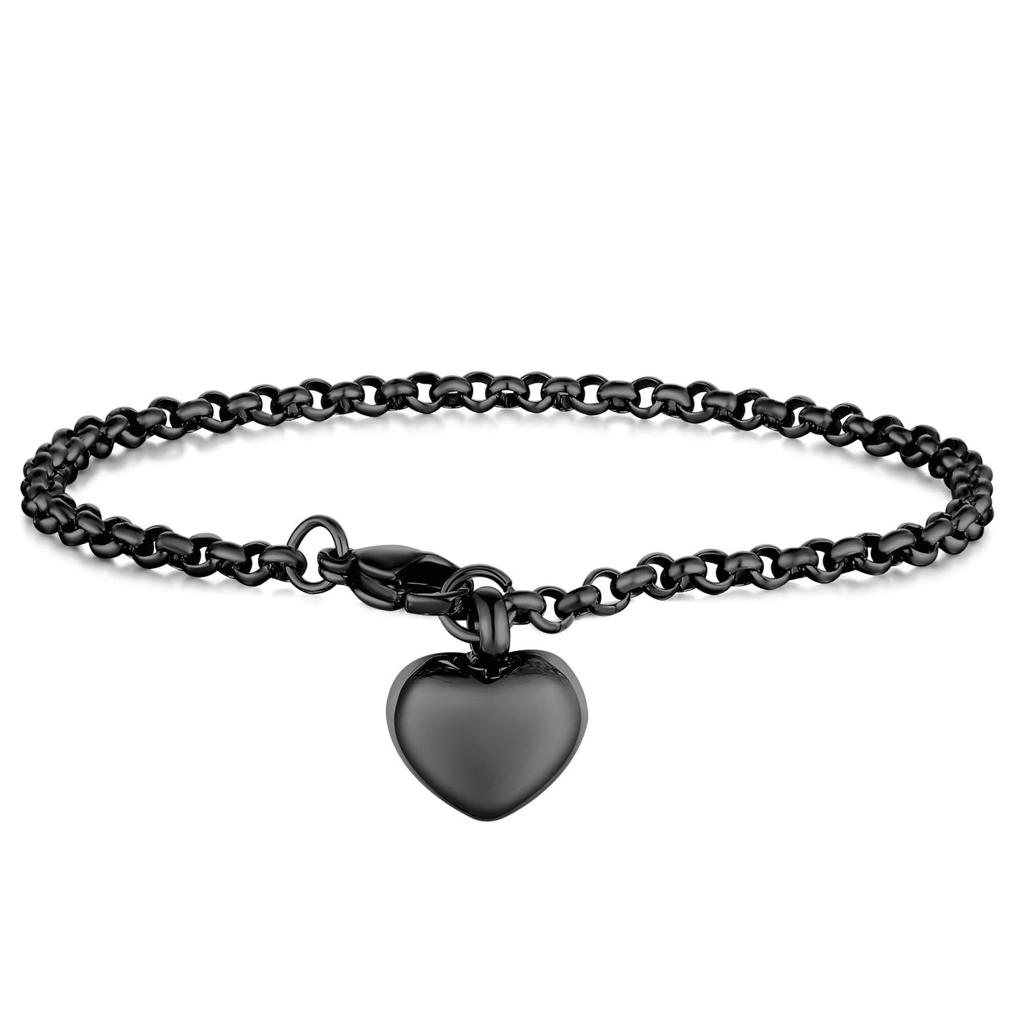 European And American-style Stainless Steel Round Pearl Chain Bracelet With A Heart Shape