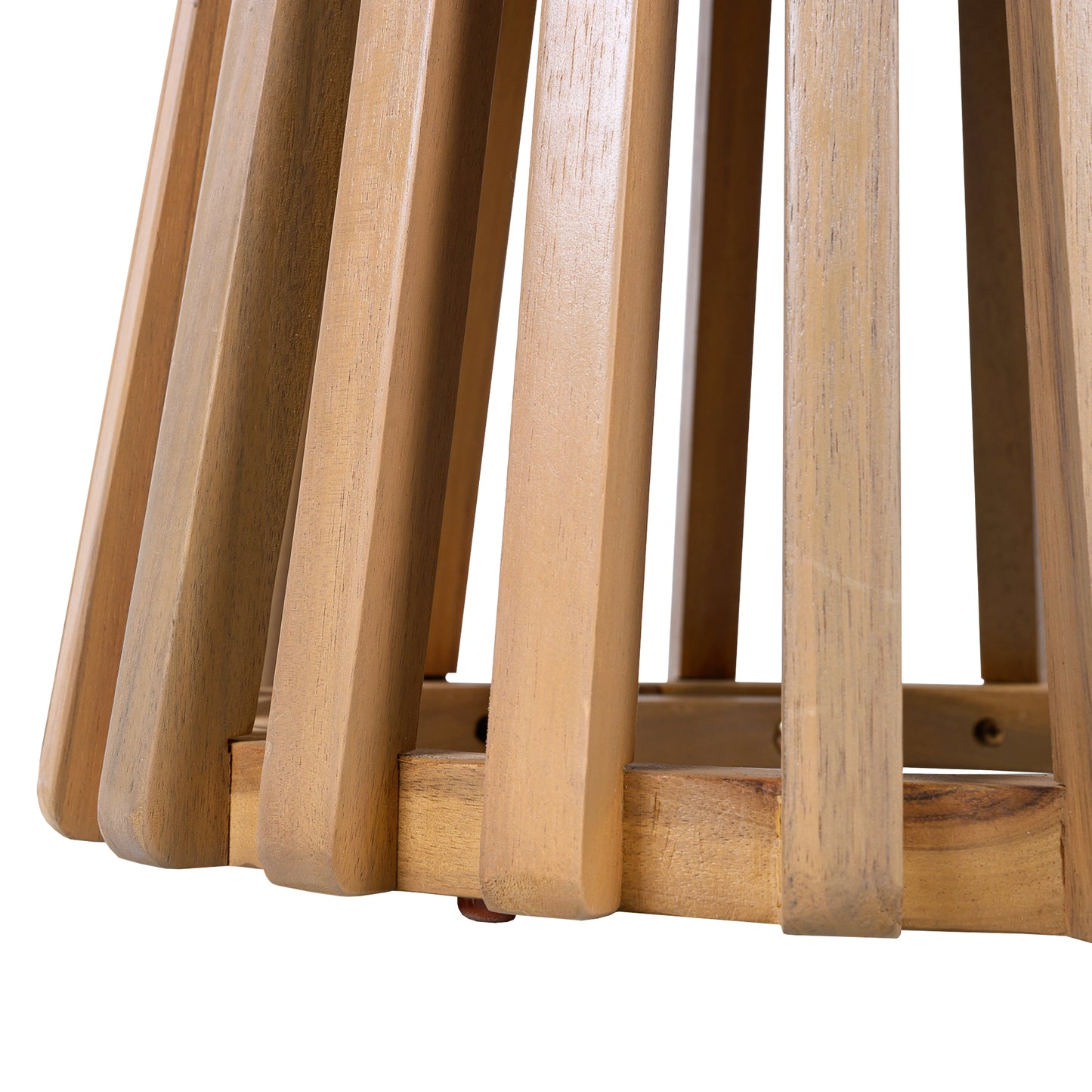 Outdoor Round Acacia Wood Side Table 15.75" Dia