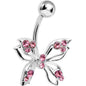 Pink Gem Lively Butterfly Belly Ring