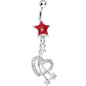 Red Shooting Stars and Hearts Belly Ring