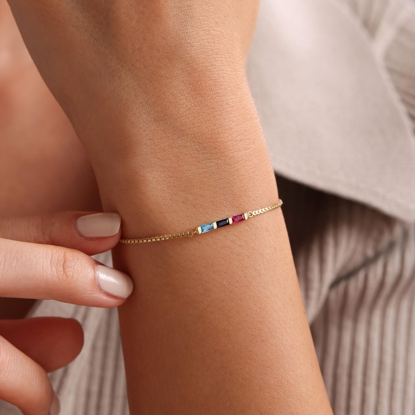Birthstone Micro-paved Gold-plated Clavicle Necklace