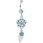 Aqua Gem Flower Falling Leaf Belly Ring
