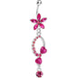 Pink Gem Flirty Flower Drop Belly Ring