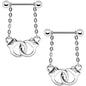 Prisoner of Love Steel Handcuffs Dangle Nipple Ring Set
