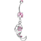 Pink Gem Twisted Leaf Belly Ring