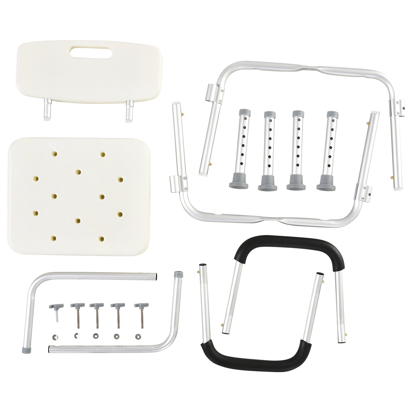Shower Chair Adjustable Aluminum Removable Armrests Lightweight Portable 7 LB