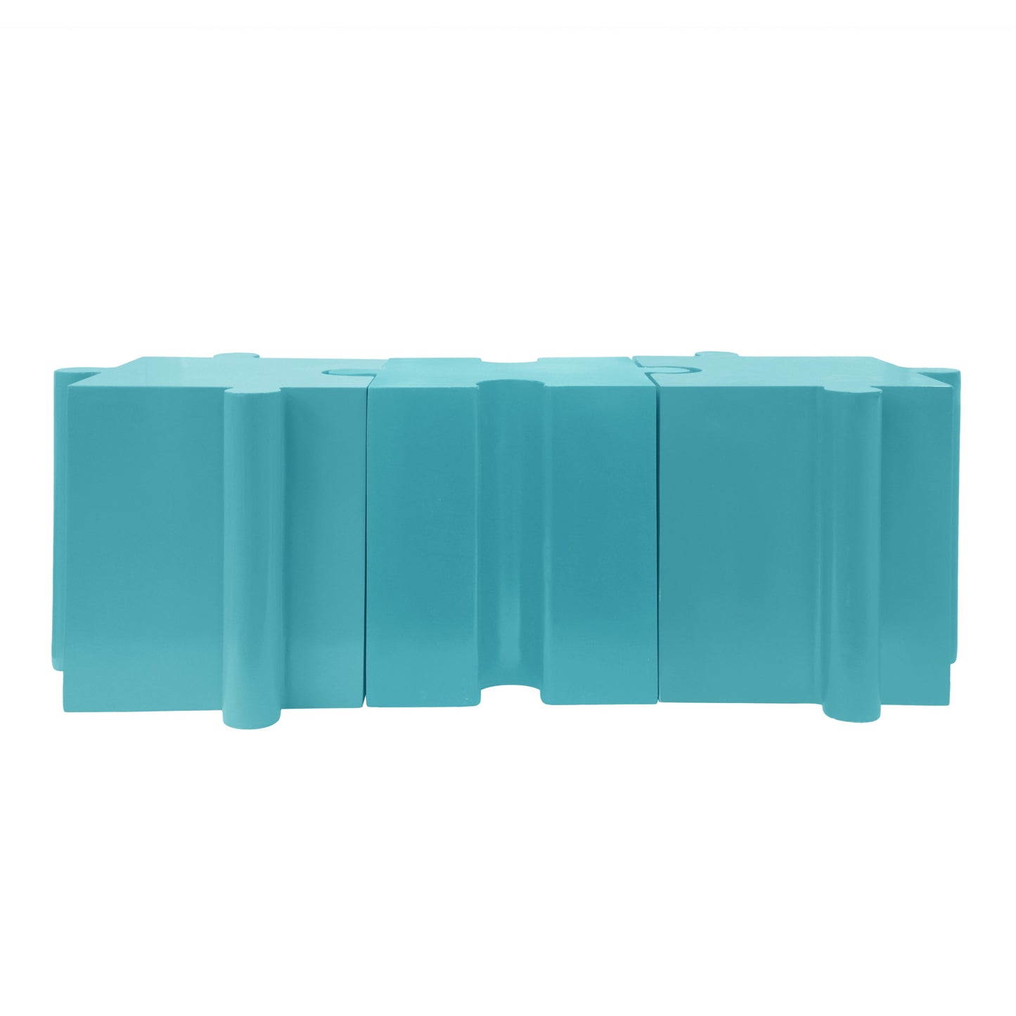 Puzzle Art Side Table Modular Convex Edge MGO Table Indoor and Outdoor Light Blue