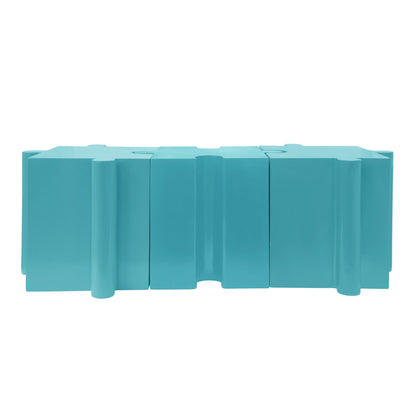 Puzzle Art Side Table Modular Convex Edge MGO Table Indoor and Outdoor Light Blue