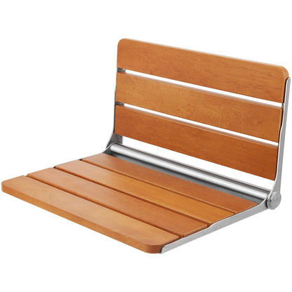 Shower Seat Folding Wall-Mounted Teak Wood 500 LB 20.9x16 In Space-Saving