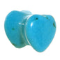 0G Natural Blue Turquoise Sweet Heart Stone Saddle Plug