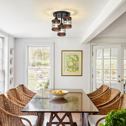 Semi Flush Mount Ceiling Light 3-Light Farmhouse Chandelier Fixtures