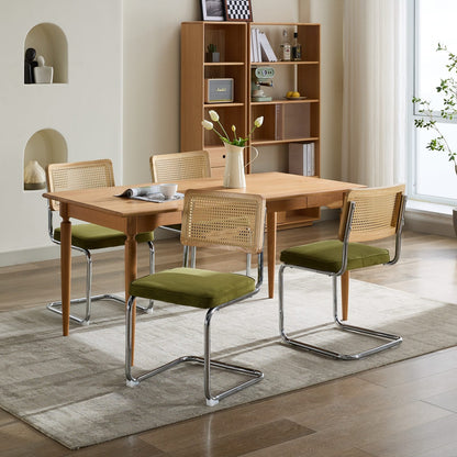 Mid Century Modern Dining Chairs Set of 2, Velvet Accent Chairs with Natural