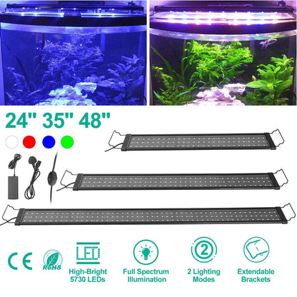 LED Aquarium Light – Multi-Color Full Spectrum with Extendable Brackets