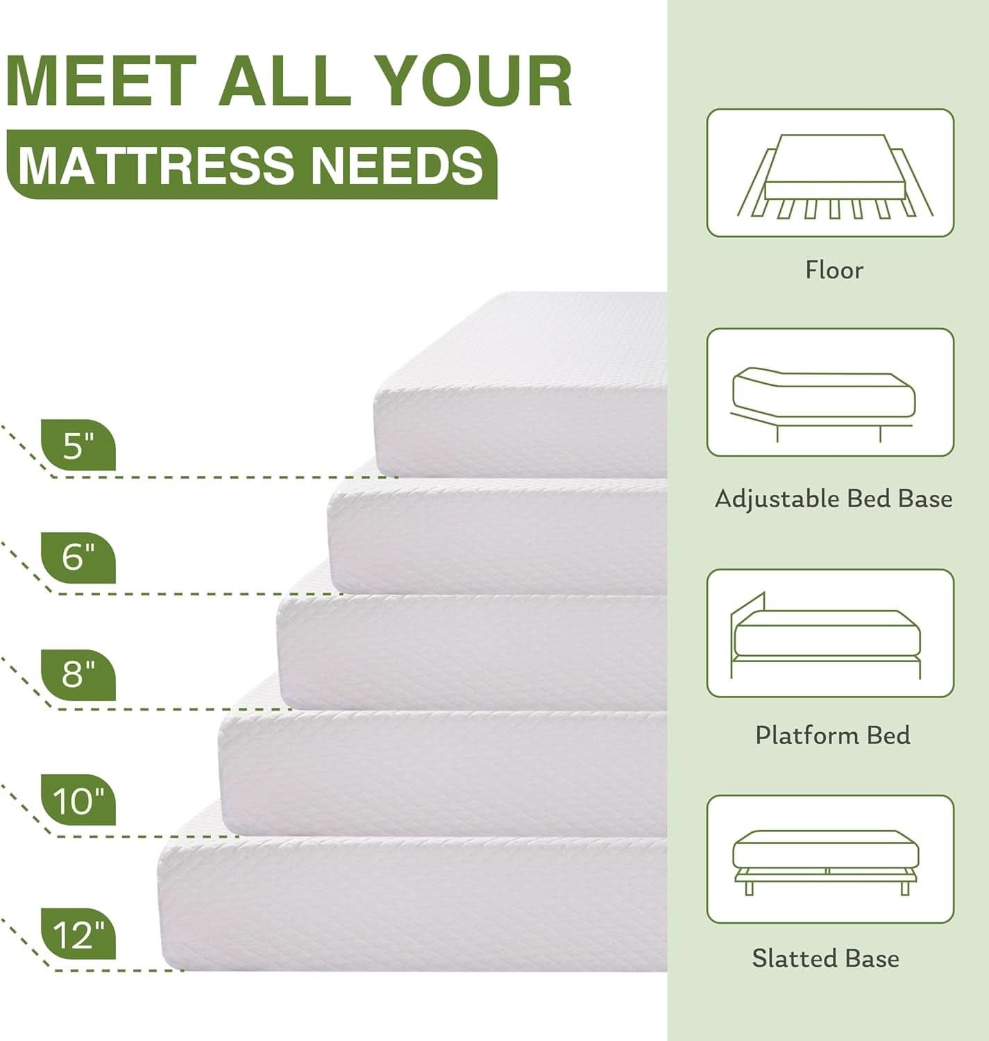 Twin 6 Inch Memory Foam Mattress Certipur US Certified