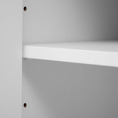 White MDF Glass TV Stand Entertainment Center Wall Unit 80