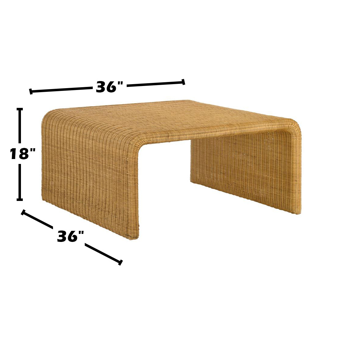 Square Woven Rattan Coffee Table, Natural
