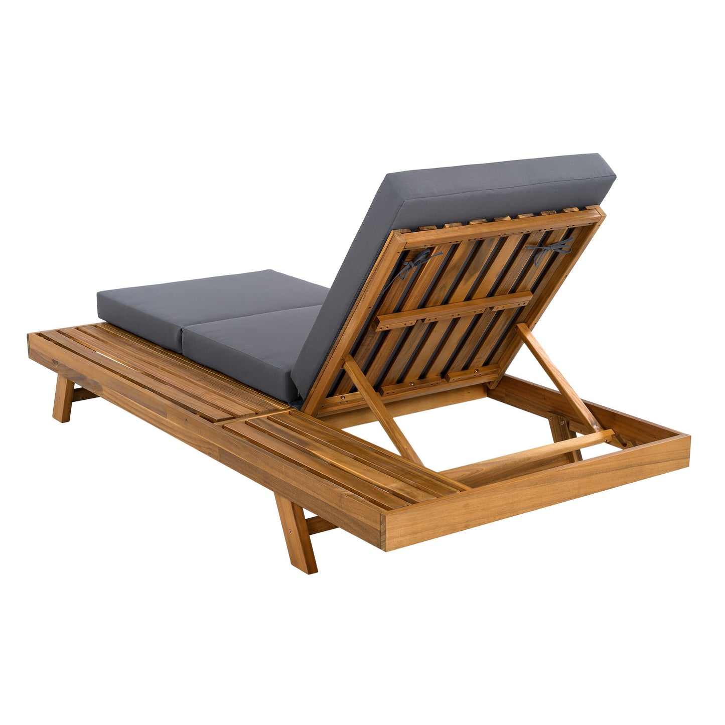 Chaise Lounge Acacia Wood Teak 79" 4 Position Adjustable