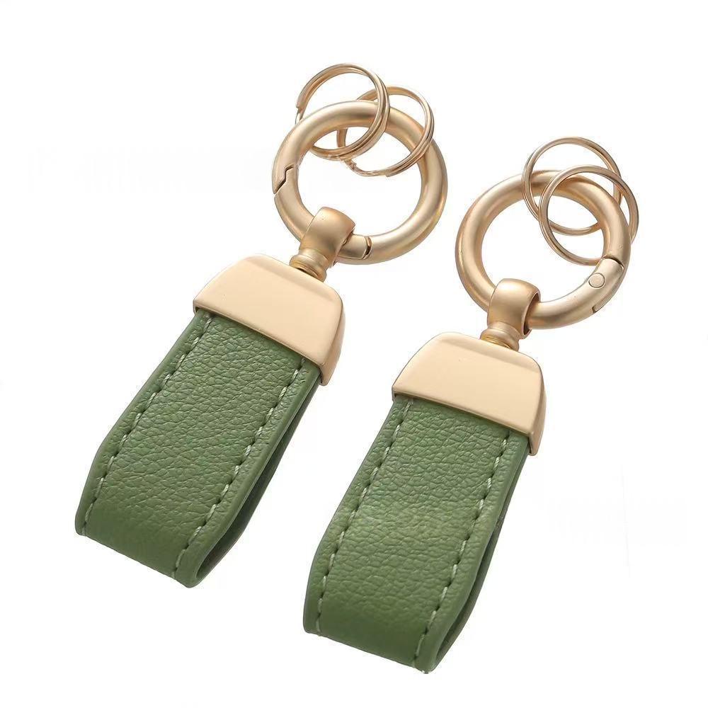 Solid-color Mini Goat-skin Leather Keychain