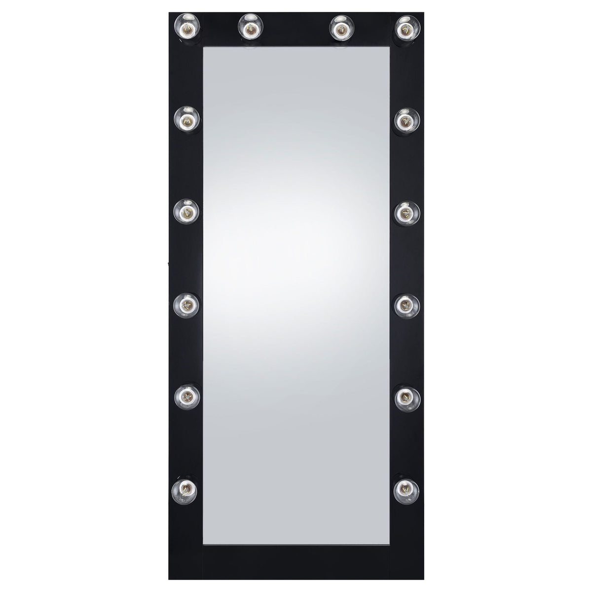 Zayan 32 x 71 Inch Floor Mirror LED Lighting Black Gloss