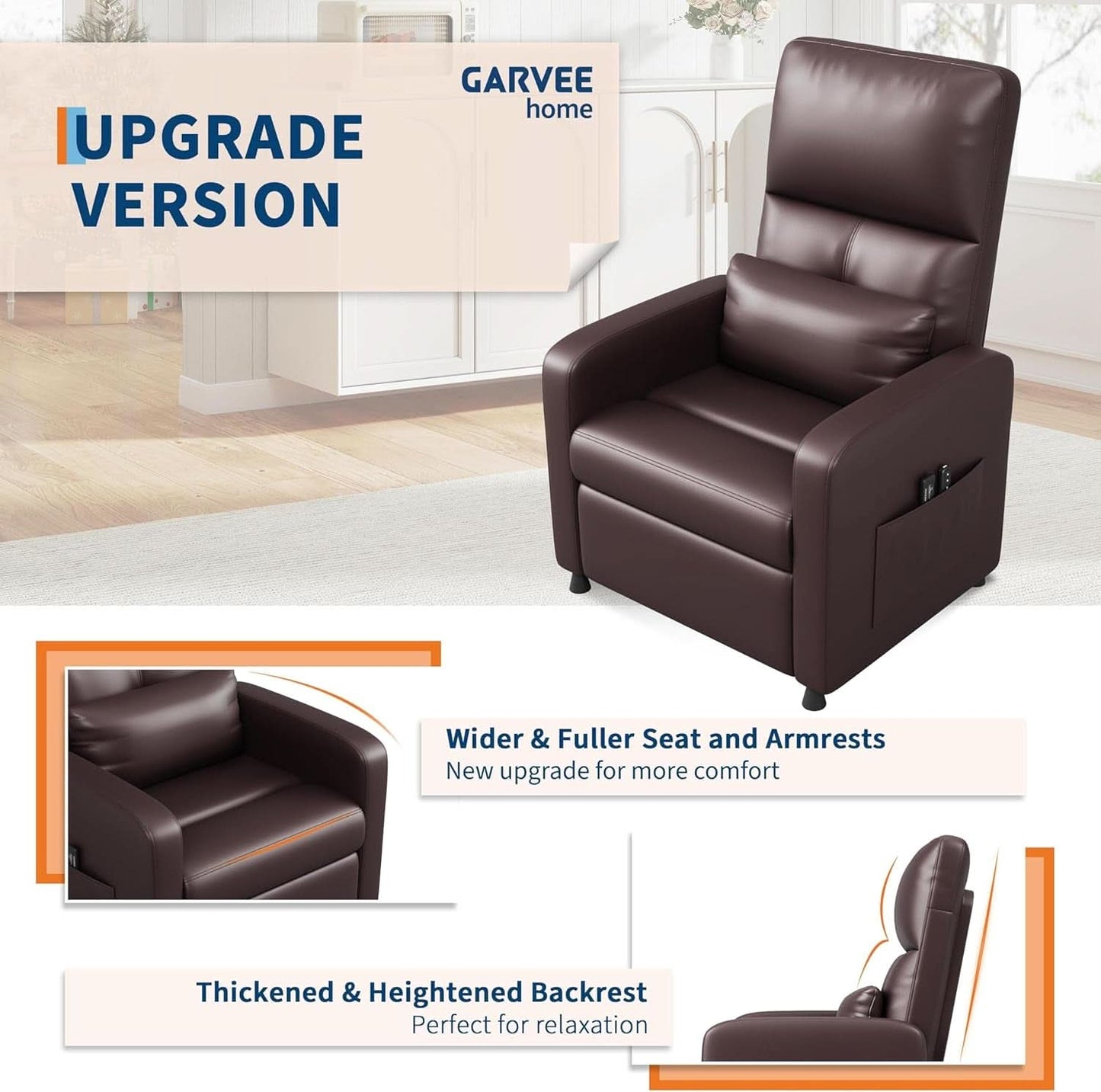Power Recliner Chair With Heating Massage Tall Back