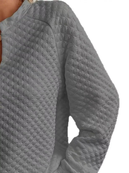 Notched Raglan Sleeve Sweatshirt