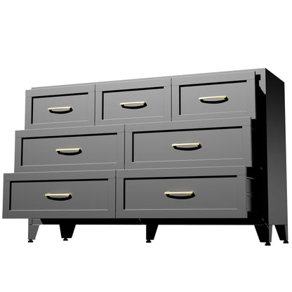 Dresser Low-Profile 7-Drawer Black Steel Smooth Glide 47.3x15.8x30.8 In