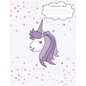Composition Book: Unicorn Face Back To School Notebook For Girls - Purple Unicorn Face Front And Back Cover With Cute Confetti Stars And Dots - Paperback