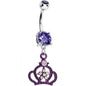 Purple Gem Princess Crown Belly Button Ring